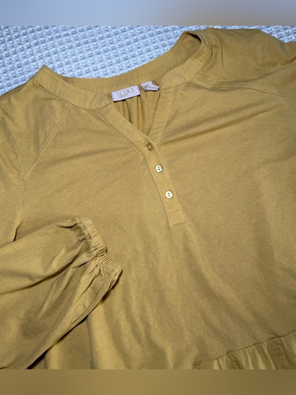 LOGO Lavish by Lori Goldstein Embroidered Cotton Boho Blouse Large Cottagecore